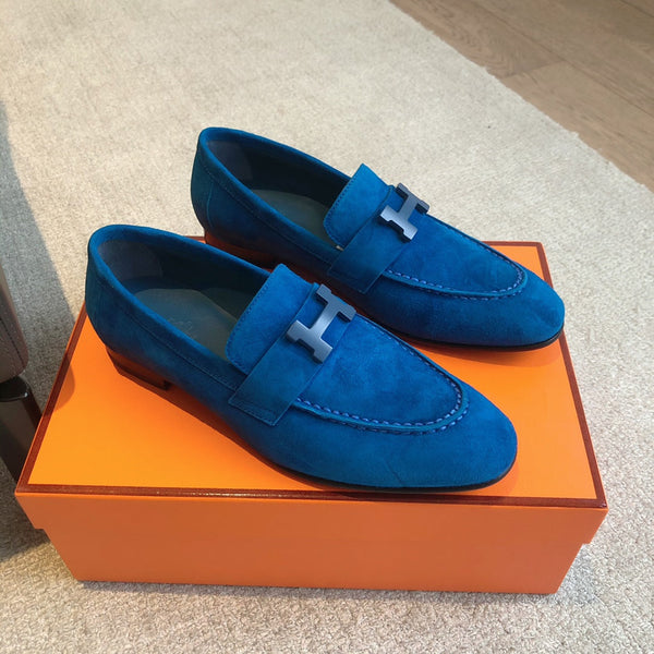 Paris Loafer Blue Suede Calfskin With Signature Buckle 509352