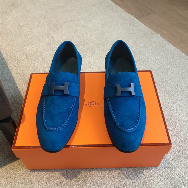 Paris Loafer Blue Suede Calfskin With Signature Buckle 509352