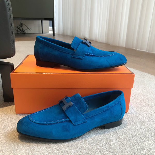 Paris Loafer Blue Suede Calfskin With Signature Buckle 509352
