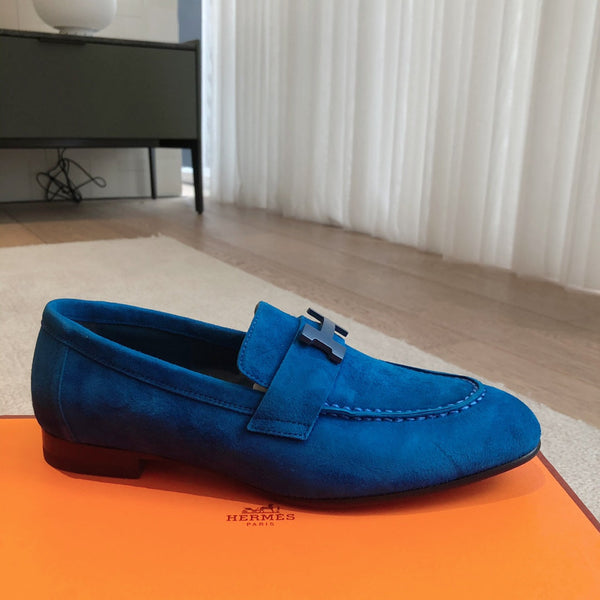 Paris Loafer Blue Suede Calfskin With Signature Buckle 509352