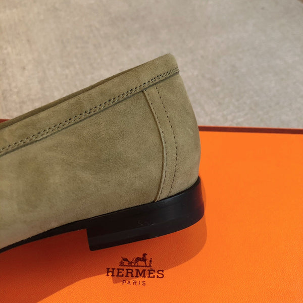 Paris Loafer Olive Suede Calfskin With Silver Signature Buckle 509376