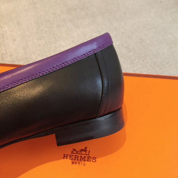 Royal Loafer Black Mix Purple and White Calfskin With Fringe Detail And Black Signature Buckle 509413
