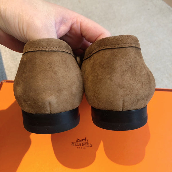 Royal Loafer Brown Suede Calfskin With Fringe Detail And Brown Silver Signature Buckle 509433