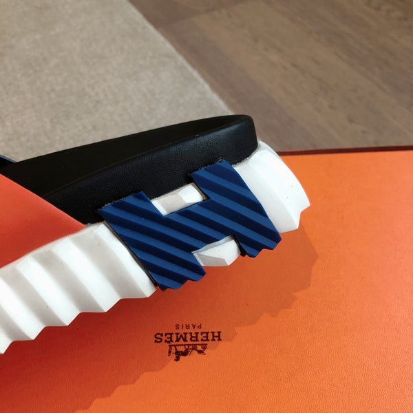 HM INFRA SANDAL BLACK AND ORANGE CALFSKIN