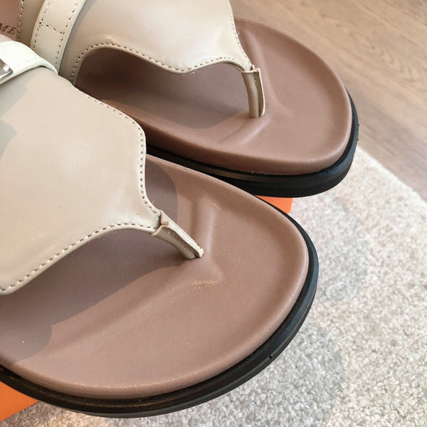 SANDALO EMPIRE IN PELLE DI VITELLO MIX MARRONE CHIARO E CREMA