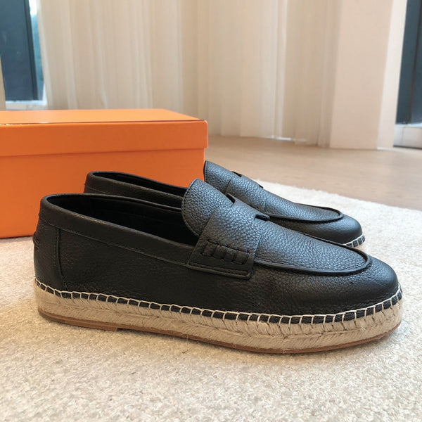 HM Trip Espadrille Black Grained Calfskin