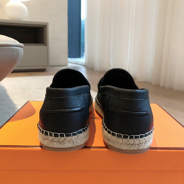 HM Trip Espadrille Black Grained Calfskin