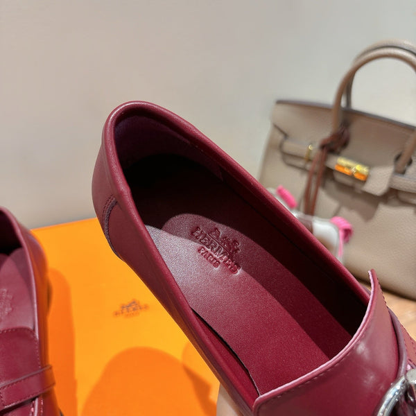 HM Impact Loafers Maroon Cowhide Sliver Hardware 526181