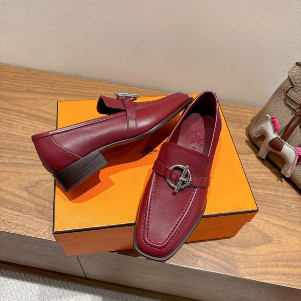 HM Impact Loafers Maroon Cowhide Sliver Hardware 526181