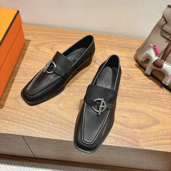 HM Impact Loafers Black Cowhide Sliver Hardware 526182