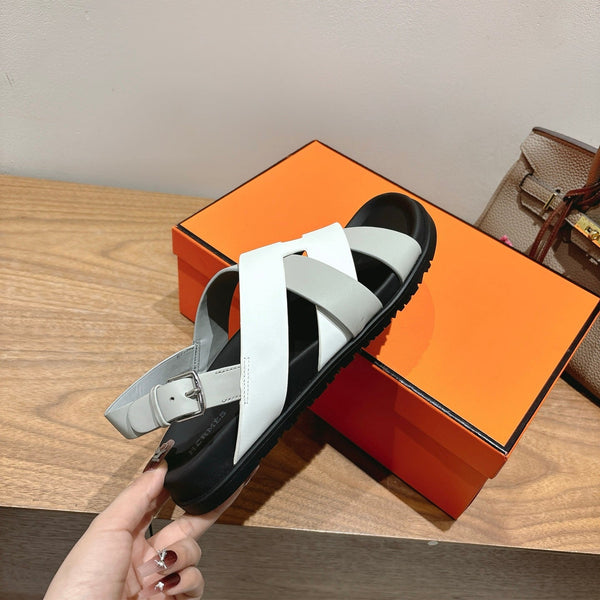 HM 25 Heracles Sandal White Grey Calfskin