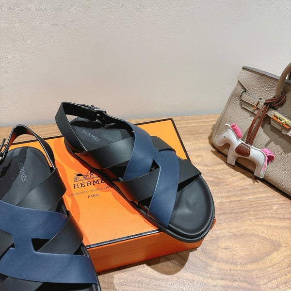 HM 25 Heracles Sandal Black Dark Blue Calfskin