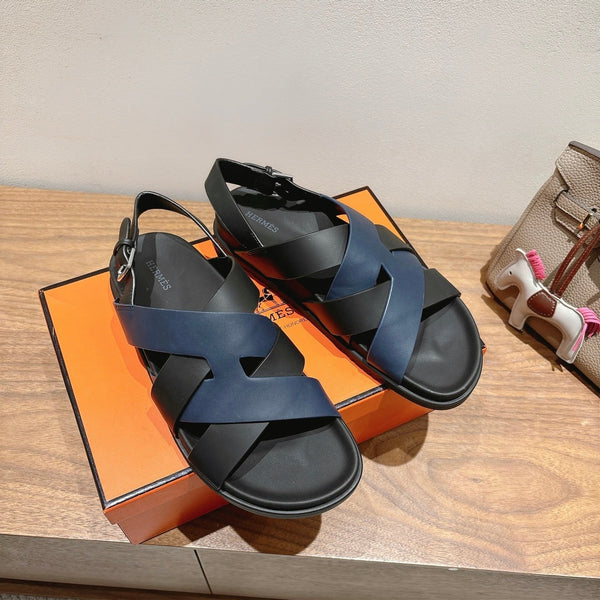 HM 25 Heracles Sandal Black Dark Blue Calfskin