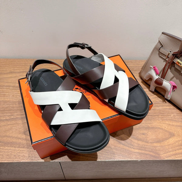 HM 25 Heracles Sandal White Burgundy Calfskin