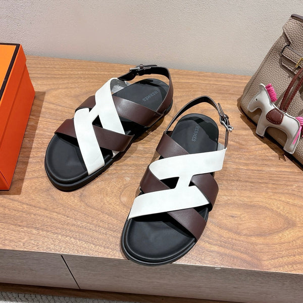 HM 25 Heracles Sandal White Burgundy Calfskin