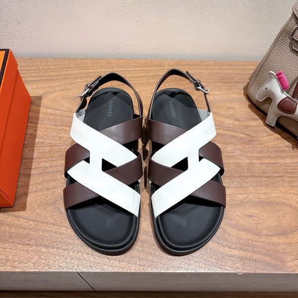 HM 25 Heracles Sandal White Burgundy Calfskin