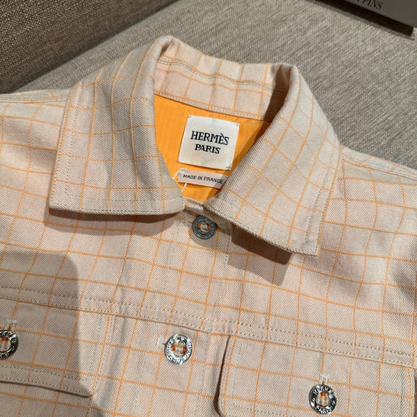 HM 25 Beige Plaid Denim Jacket 288390