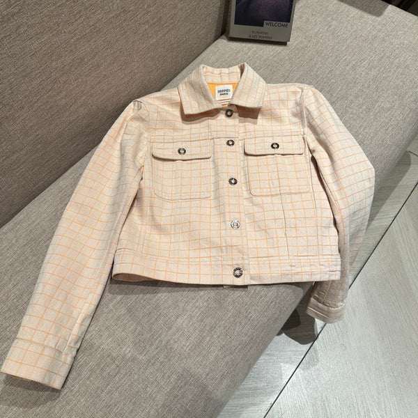 HM 25 Beige Plaid Denim Jacket 288390