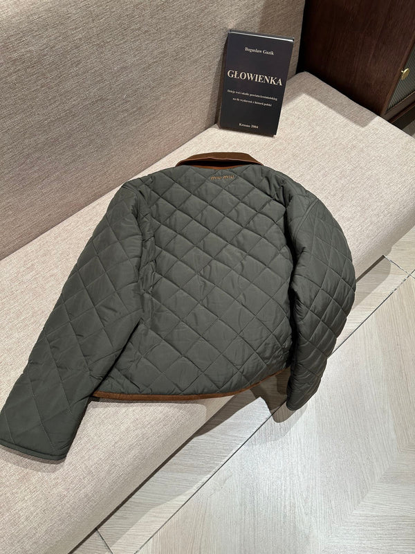 Miu Miu 25 Quilted Jacket Seaweed Green Polyester 302918