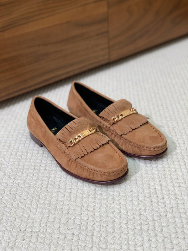 LUCO LOAFER WITH FRINGES IN COPPER BROWN SUEDE
