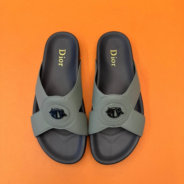 CD CIRCLE SLIPPER SAGE COLOR CALFSKIN