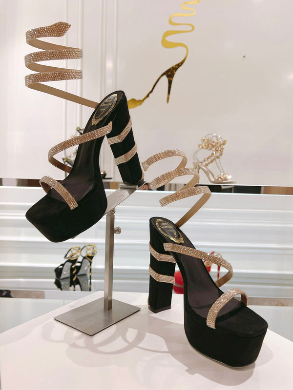 RC 25C Platform Black Gold Imported Velvet Swarovski Crystal 339482