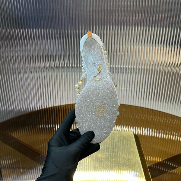 RC Gold Buckle Pearl Crystal Lamp Pendant Wrapped White Sheepskin 174988