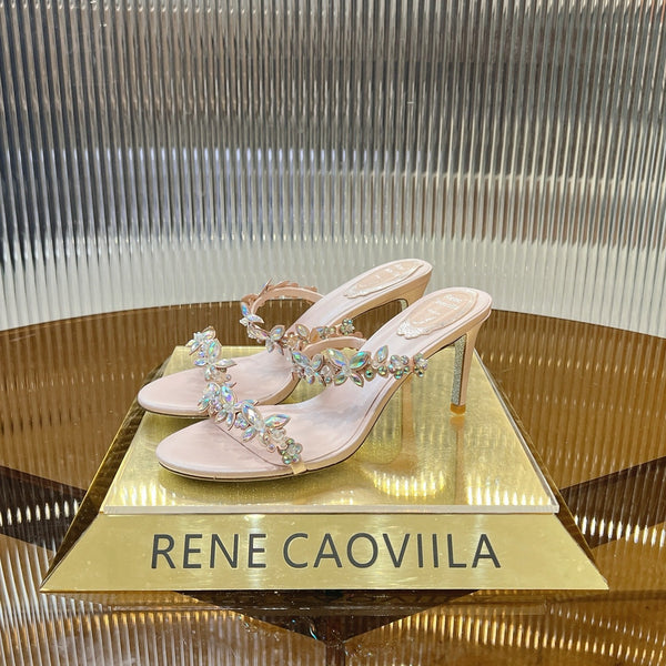 RC 25 Butterfly Flower Thick Heel Sandals Pink Sheepskin 242921