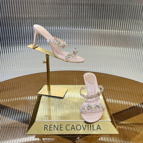 RC 25 Butterfly Flower Thick Heel Sandals Pink Sheepskin 242921