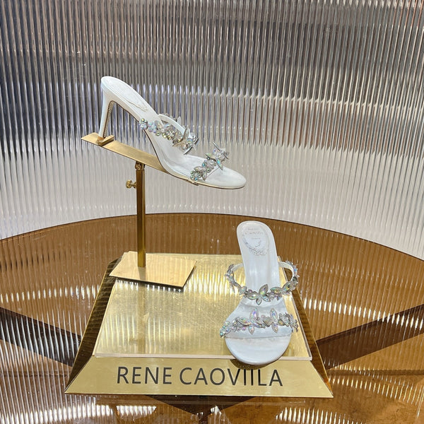 RC 25 Butterfly Flower Thick Heel Sandals White Sheepskin 242922