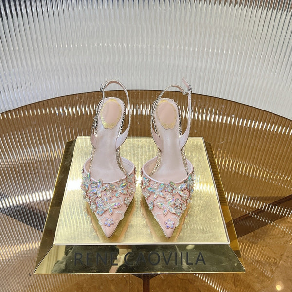 RC 25 Butterfly Flower Thick Heel Pink Sheepskin 242923