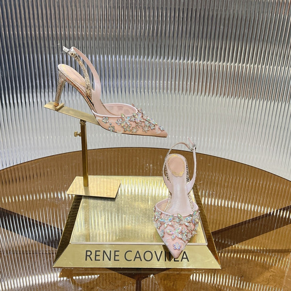 RC 25 Butterfly Flower Thick Heel Pink Sheepskin 242923