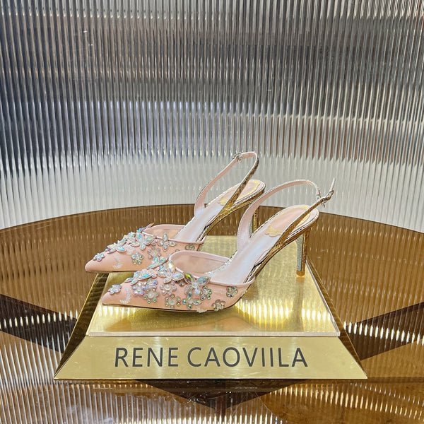 RC 25 Butterfly Flower Thick Heel Pink Sheepskin 242923