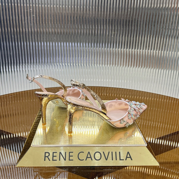 RC 25 Butterfly Flower Thick Heel Pink Sheepskin 242923