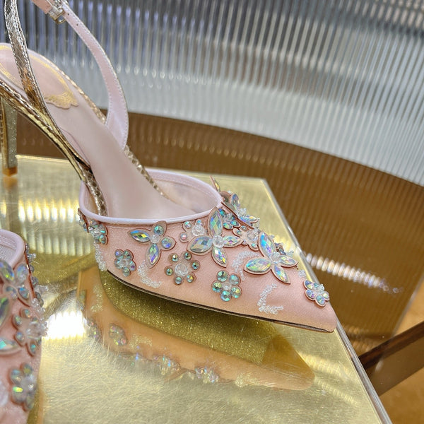 RC 25 Butterfly Flower Thick Heel Pink Sheepskin 242923