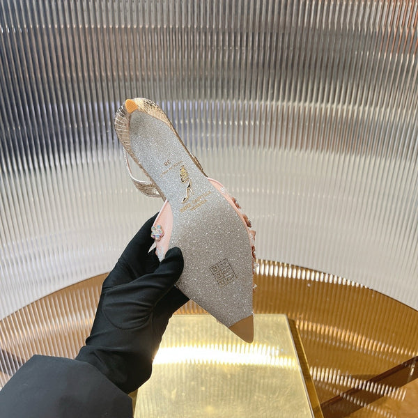 RC 25 Butterfly Flower Thick Heel Pink Sheepskin 242923