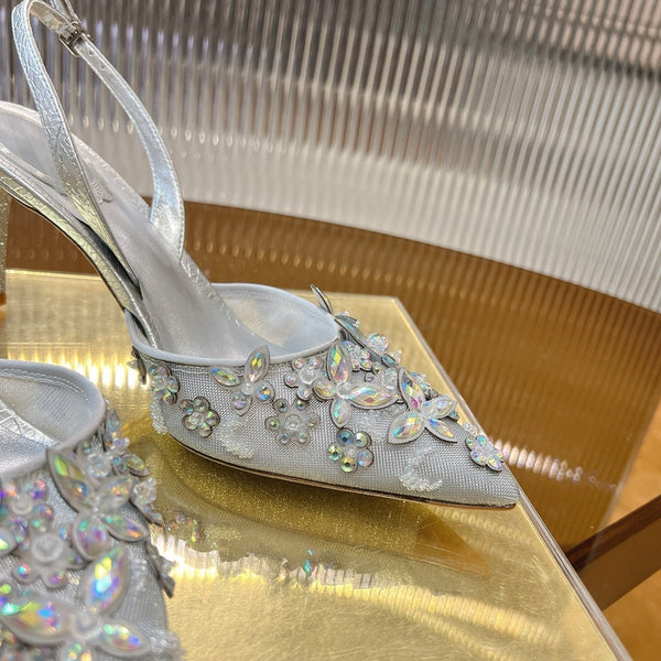 RC 25 Butterfly Flower Thick Heel White Sheepskin 242924