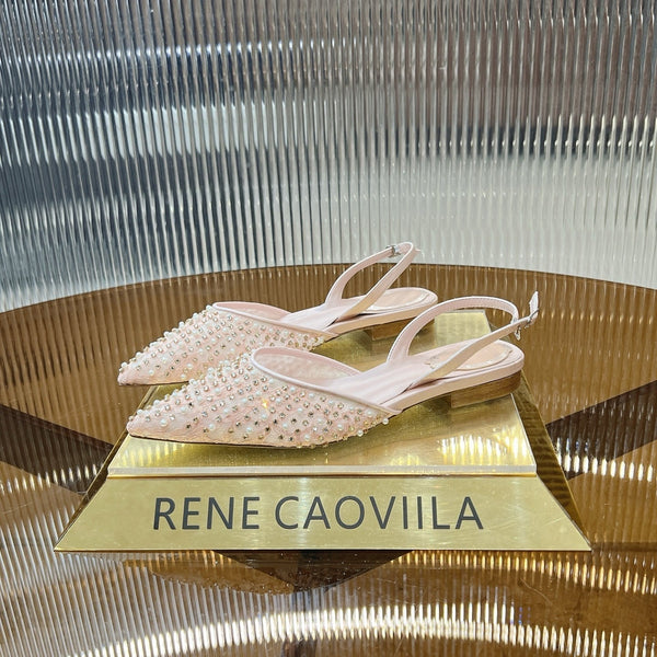 RC Slingback Shoe 1cm Pink Rhinestone Sheepskin 281984