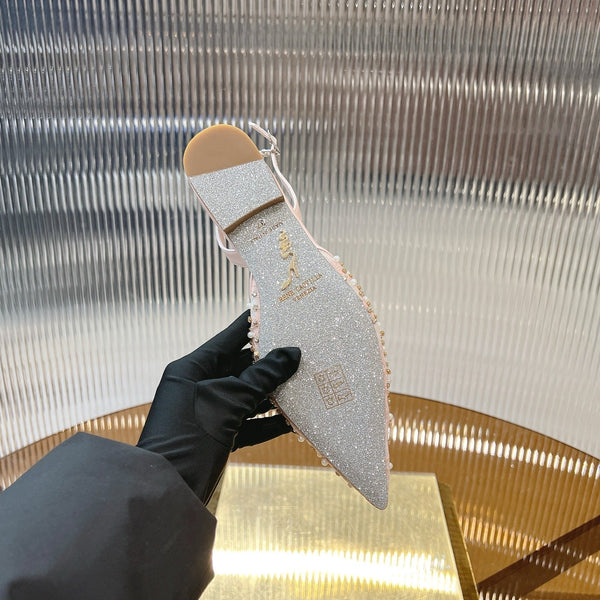 RC Slingback Shoe 1cm Pink Rhinestone Sheepskin 281984