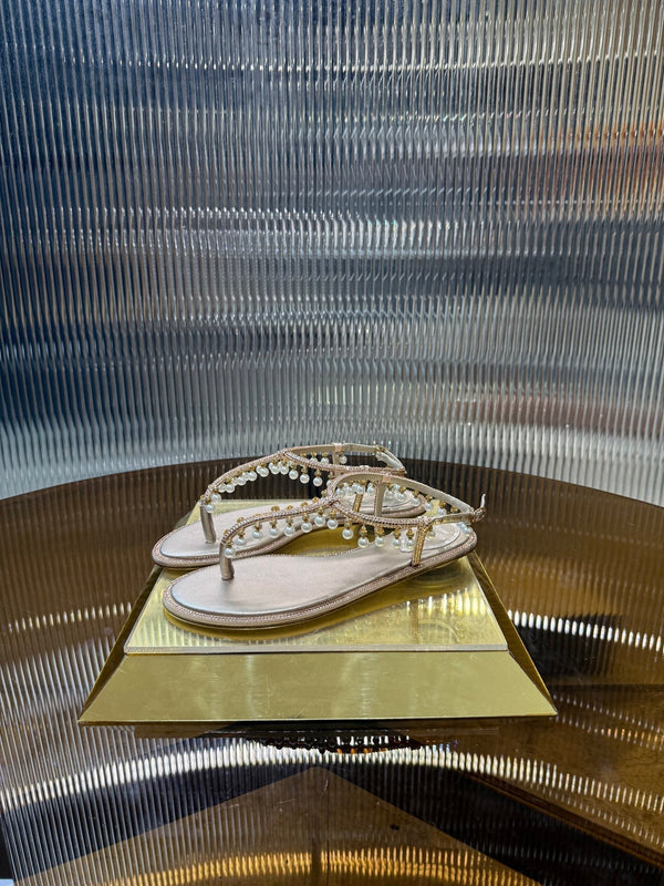 RC 25C Thong Diamond Flat Sandals Pink Silk Rhinestone 275774