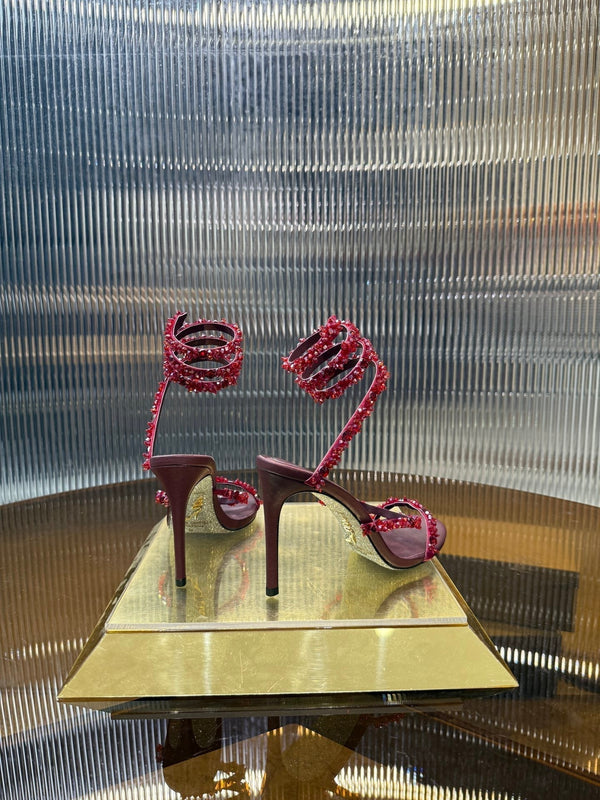 RC 25C Crystal Diamond Sandals Red Sheepskin Rhinestone 275779