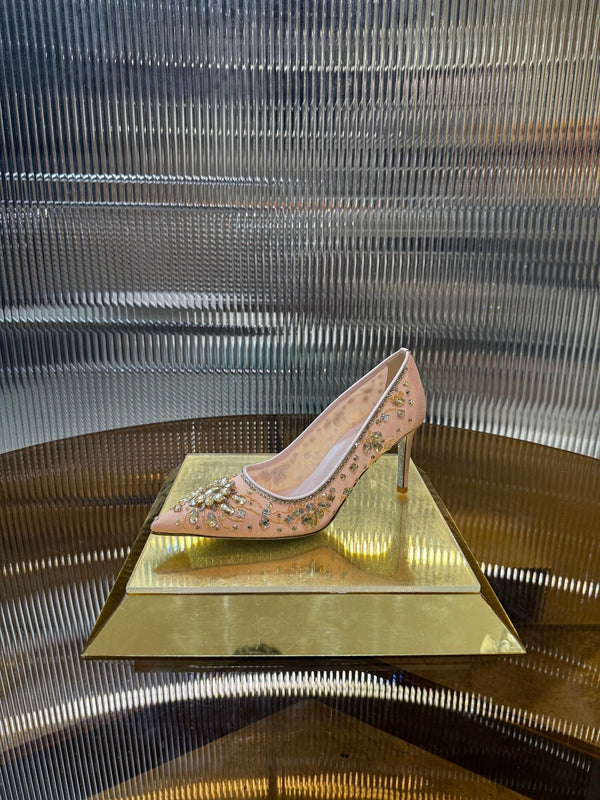 RC 25C Diamond High Heels Wedding Shoes Pink Sheepskin Rhinestone 275791