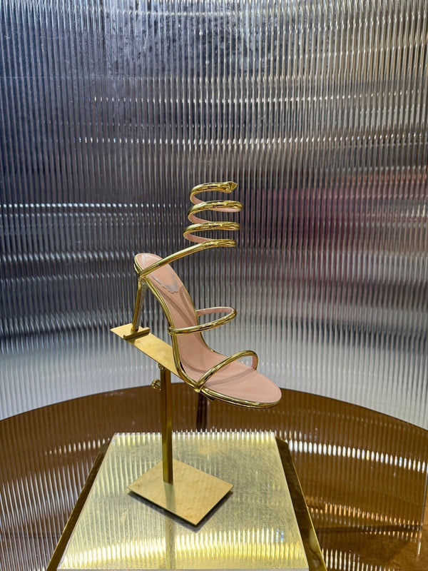 RC 25C Snake-Shaped Sandals 9.5cm Gold Sheepskin 310629