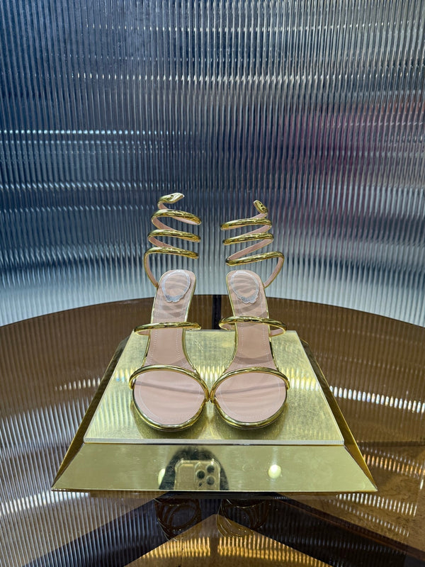 RC 25C Snake-Shaped Sandals 9.5cm Gold Sheepskin 310629