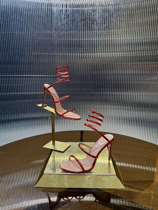 RC 25C Snake-Shaped Sandals 9.5cm Red Sheepskin 310631