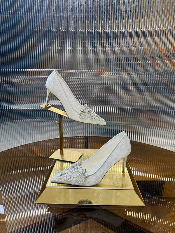 RC 25C Retro Pump 7.5cm Pearl White Sheepskin 310636