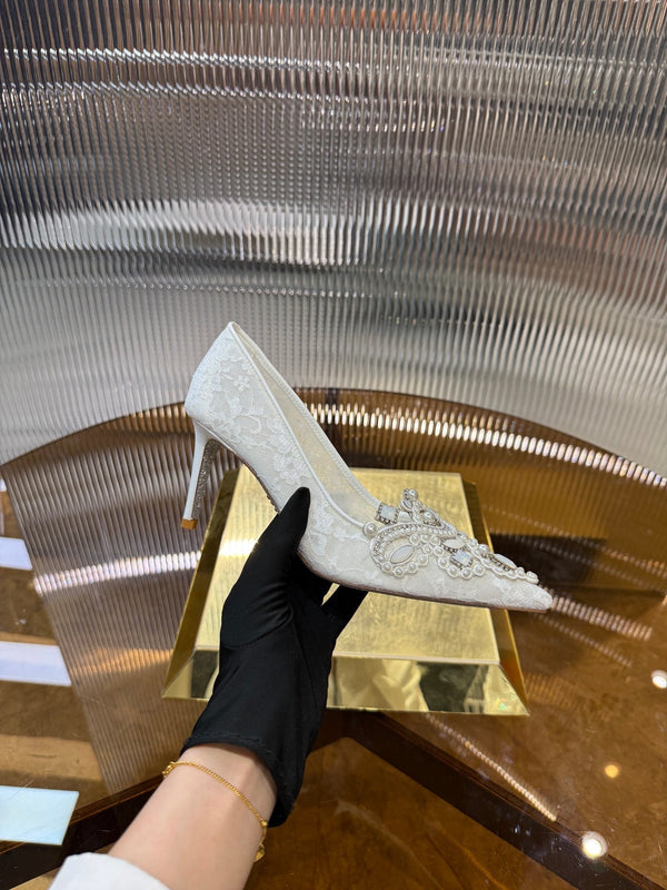 RC 25C Retro Pump 7.5cm Pearl White Sheepskin 310636