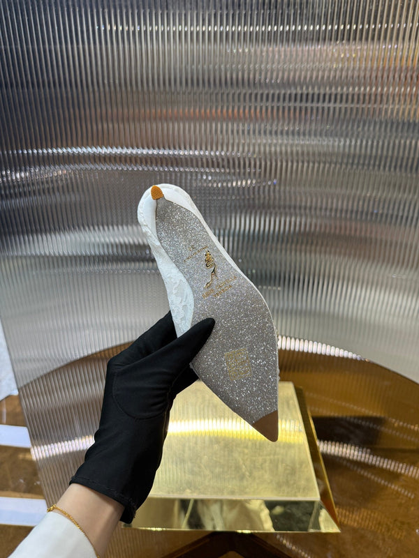 RC 25C Retro Pump 7.5cm Pearl White Sheepskin 310636