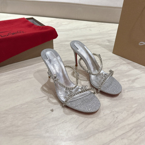 CL 25 Sandals Silver PVC Creo Rhinestones 307509