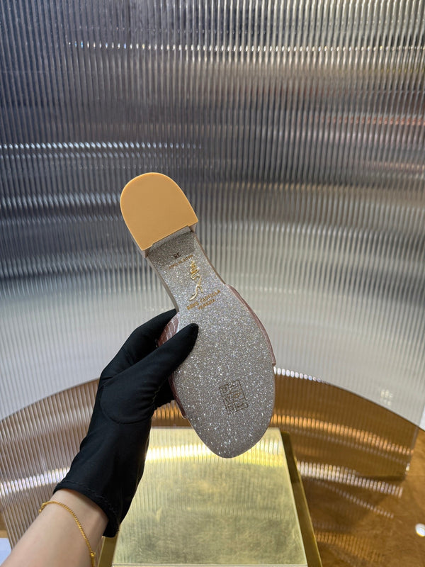 RC 25C Slippers 4.5cm Pink Nude Sheepskin Rhinestones 310639